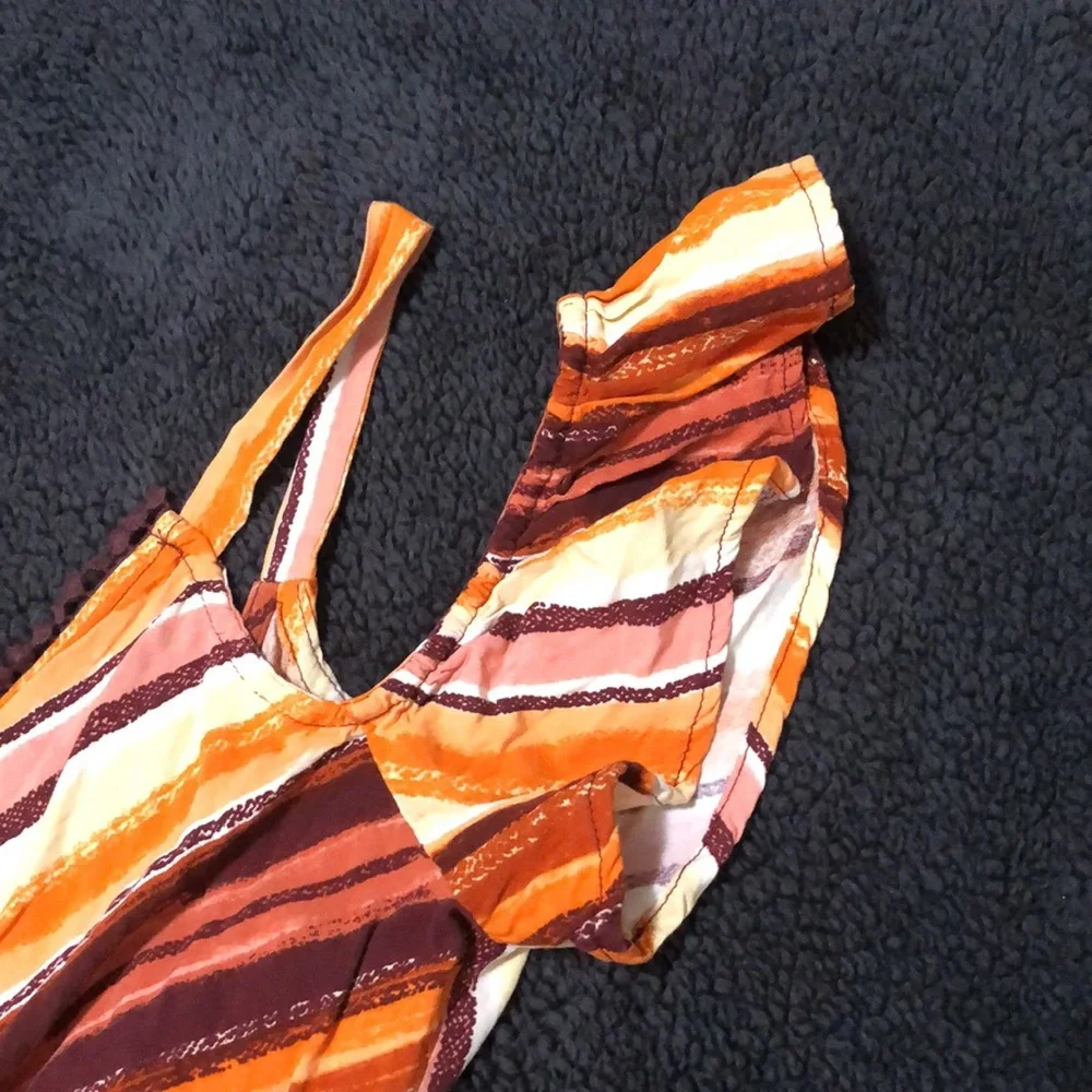 XHILARATION Romper Striped Cold Shoulder with Pom-Pom Trim & Pockets Sz S - Picture 8 of 16